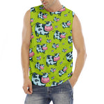 Cartoon Smiley Cow Pattern Print Men's Fitness Tank Top