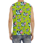 Cartoon Smiley Cow Pattern Print Men's Fitness Tank Top