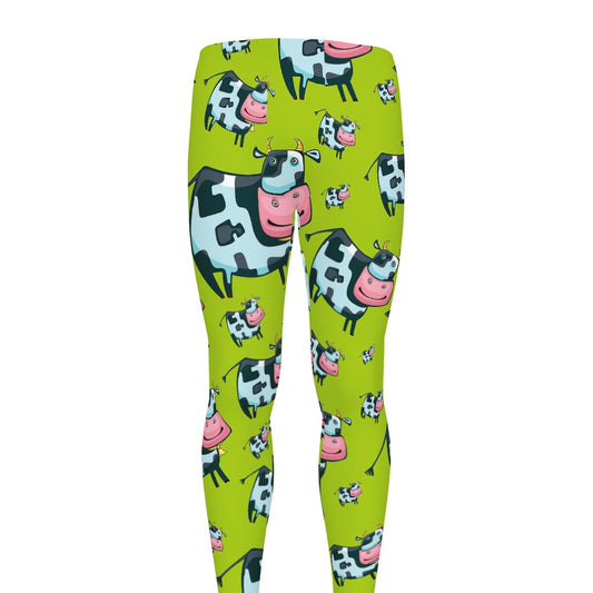 Cartoon Smiley Cow Pattern Print Men's leggings