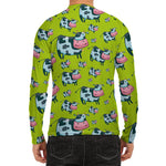 Cartoon Smiley Cow Pattern Print Men's Long Sleeve Rash Guard