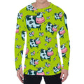 Cartoon Smiley Cow Pattern Print Men's Long Sleeve T-Shirt