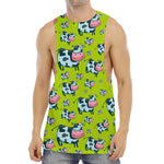 Cartoon Smiley Cow Pattern Print Men's Muscle Tank Top