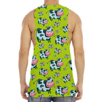 Cartoon Smiley Cow Pattern Print Men's Muscle Tank Top
