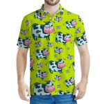 Cartoon Smiley Cow Pattern Print Men's Polo Shirt