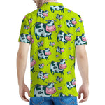 Cartoon Smiley Cow Pattern Print Men's Polo Shirt