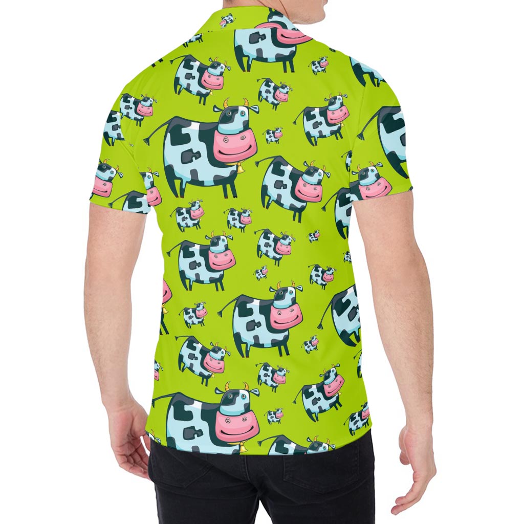 Cartoon Smiley Cow Pattern Print Men's Shirt