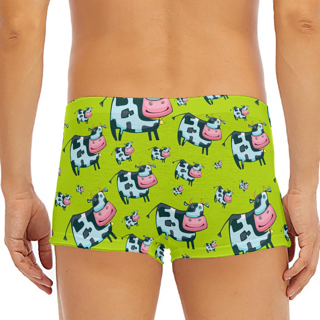 Cartoon Smiley Cow Pattern Print Men's Short Boxer Briefs