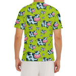 Cartoon Smiley Cow Pattern Print Men's Short Sleeve Rash Guard