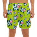 Cartoon Smiley Cow Pattern Print Men's Split Running Shorts