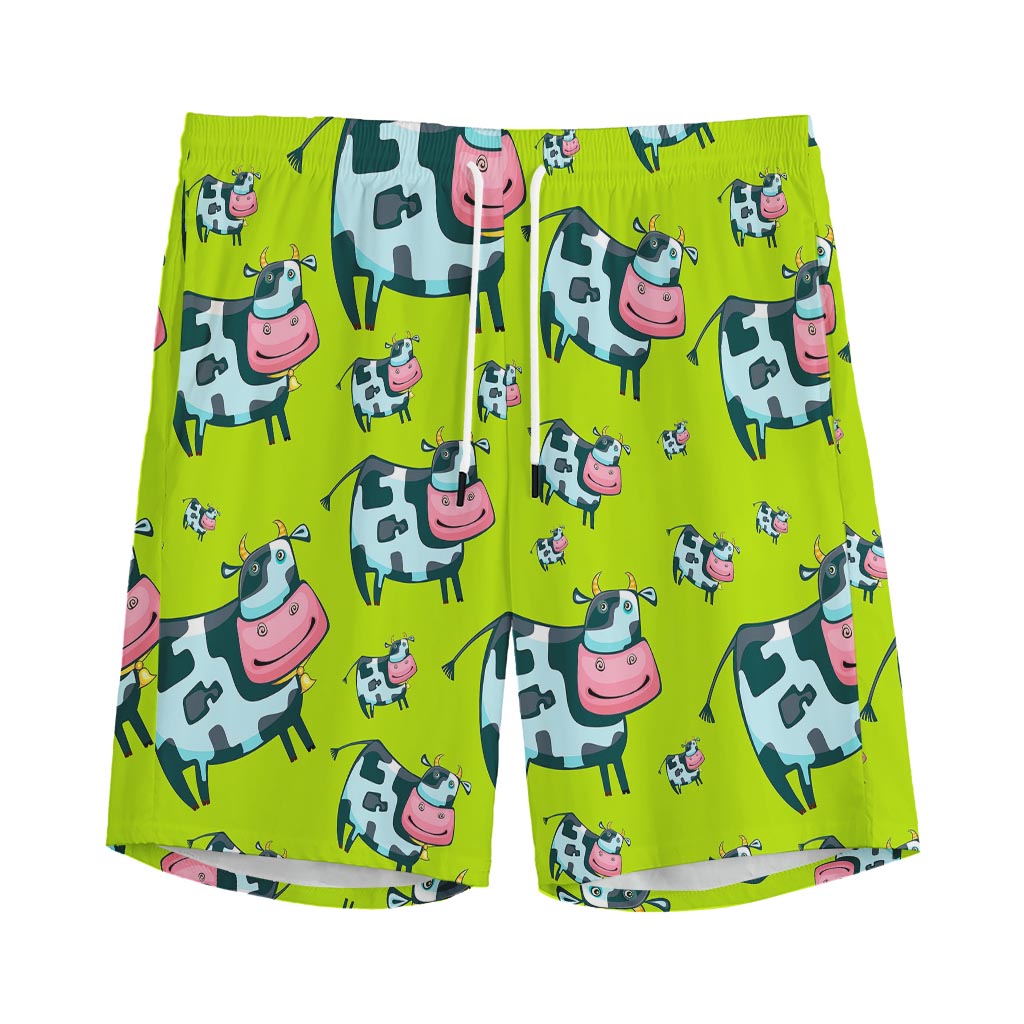 Cartoon Smiley Cow Pattern Print Men's Sports Shorts