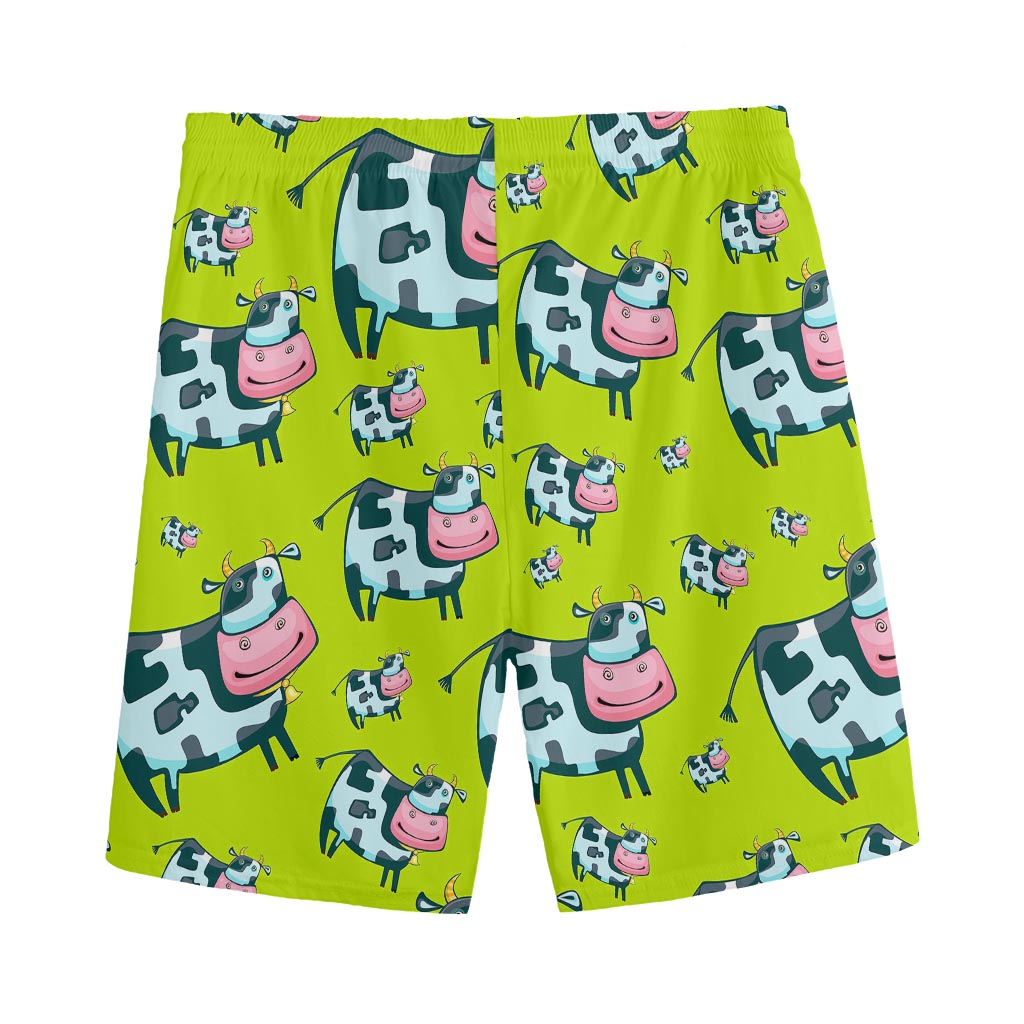 Cartoon Smiley Cow Pattern Print Men's Sports Shorts