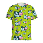 Cartoon Smiley Cow Pattern Print Men's Sports T-Shirt