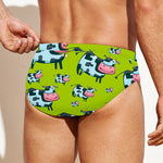 Cartoon Smiley Cow Pattern Print Men's Swim Briefs