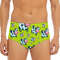 Cartoon Smiley Cow Pattern Print Men's Triangle Swim Briefs