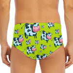 Cartoon Smiley Cow Pattern Print Men's Triangle Swim Briefs