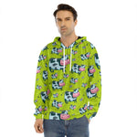 Cartoon Smiley Cow Pattern Print Men's Velvet Pullover Hoodie