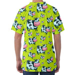 Cartoon Smiley Cow Pattern Print Men's Velvet T-Shirt