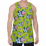 Cartoon Smiley Cow Pattern Print Men's Velvet Tank Top