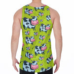 Cartoon Smiley Cow Pattern Print Men's Velvet Tank Top