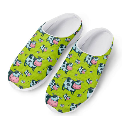 Cartoon Smiley Cow Pattern Print Mesh Casual Shoes