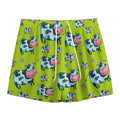 Cartoon Smiley Cow Pattern Print Mesh Shorts