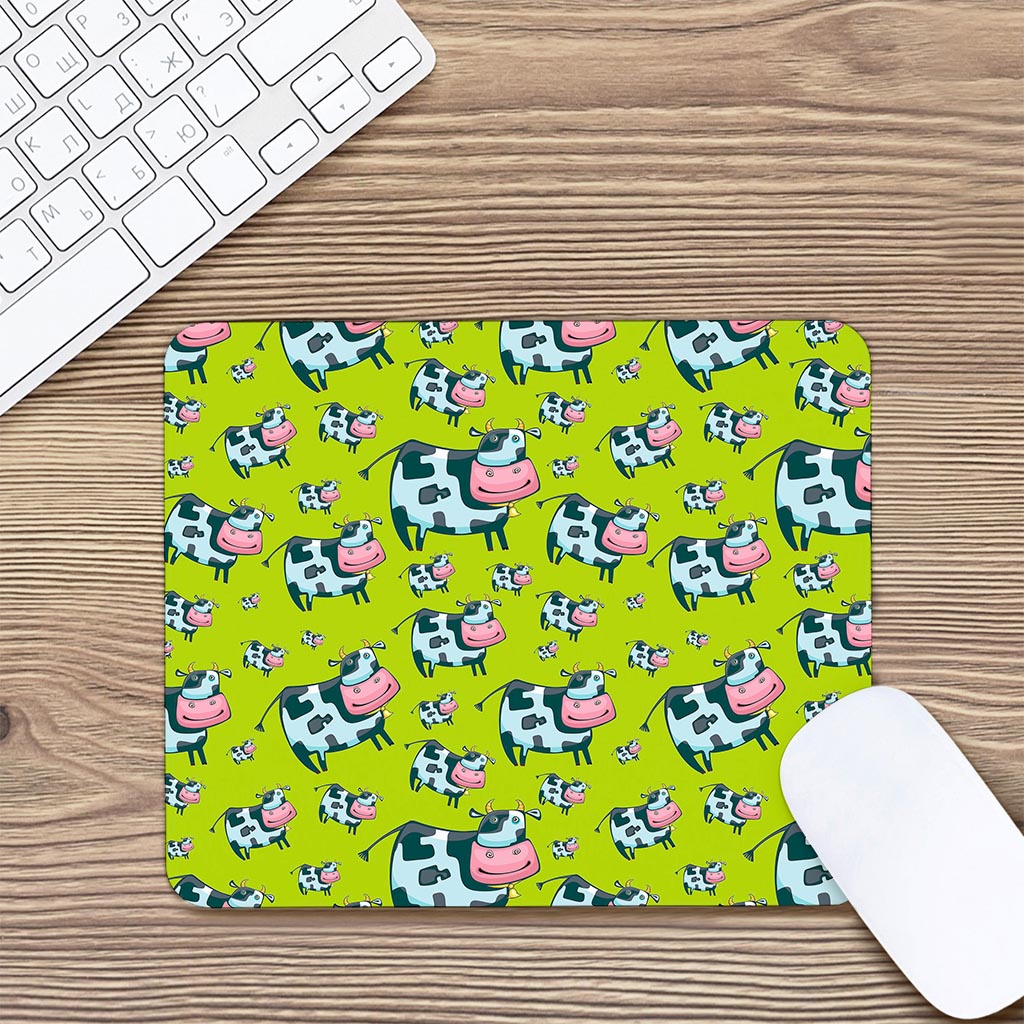 Cartoon Smiley Cow Pattern Print Mouse Pad