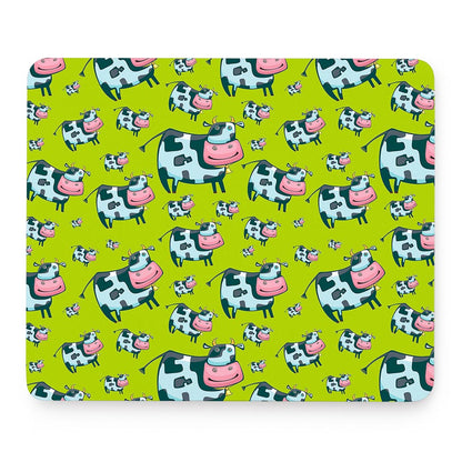 Cartoon Smiley Cow Pattern Print Mouse Pad