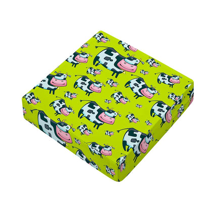 Cartoon Smiley Cow Pattern Print Outdoor Seat Cushion Cover