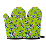 Cartoon Smiley Cow Pattern Print Oven Mitts