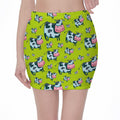 Cartoon Smiley Cow Pattern Print Pencil Mini Skirt