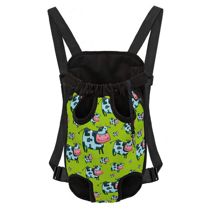 Cartoon Smiley Cow Pattern Print Pet Carrier Backpack