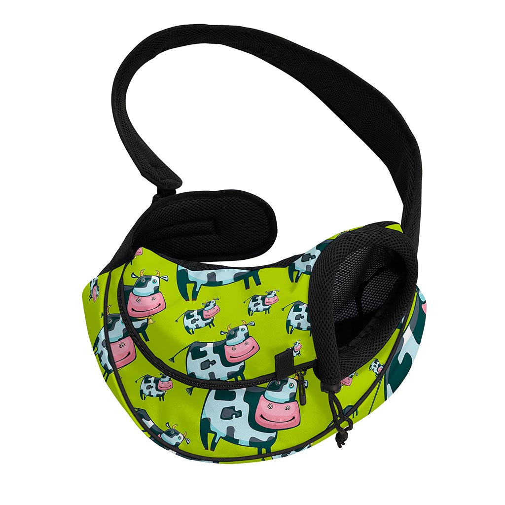 Cartoon Smiley Cow Pattern Print Pet Sling Carrier