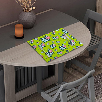 Cartoon Smiley Cow Pattern Print Placemat
