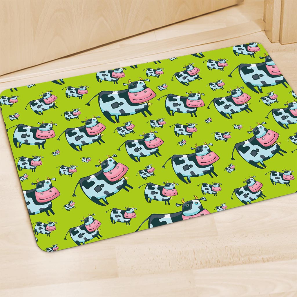 Cartoon Smiley Cow Pattern Print Polyester Doormat