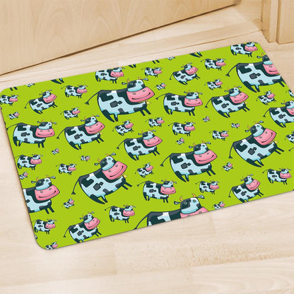 Cartoon Smiley Cow Pattern Print Polyester Doormat