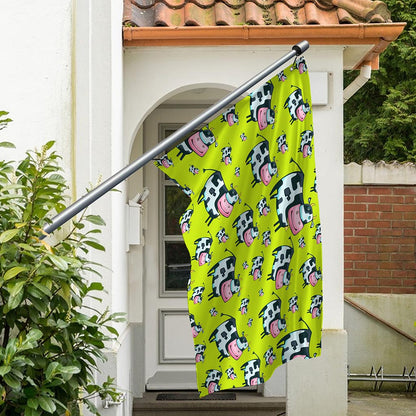 Cartoon Smiley Cow Pattern Print Polyester Flag