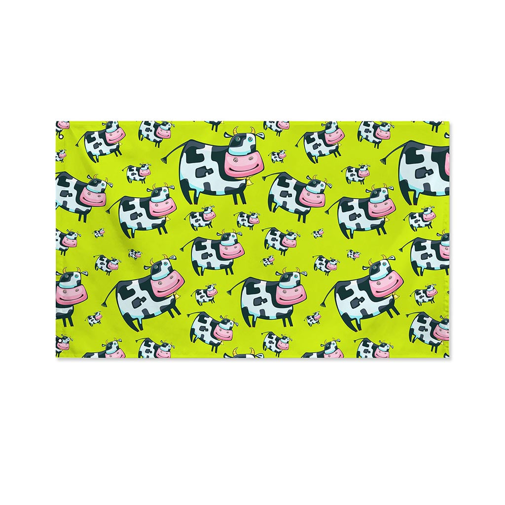Cartoon Smiley Cow Pattern Print Polyester Flag