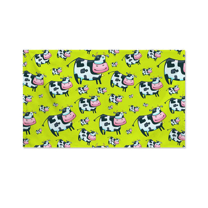 Cartoon Smiley Cow Pattern Print Polyester Flag
