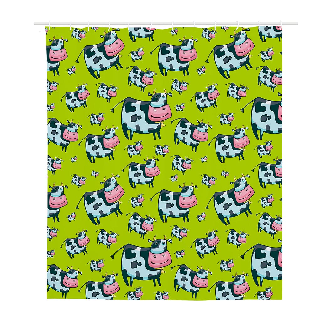 Cartoon Smiley Cow Pattern Print Polyester Shower Curtain