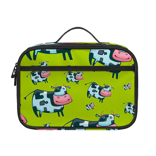 Cartoon Smiley Cow Pattern Print Portable Lunch Bag