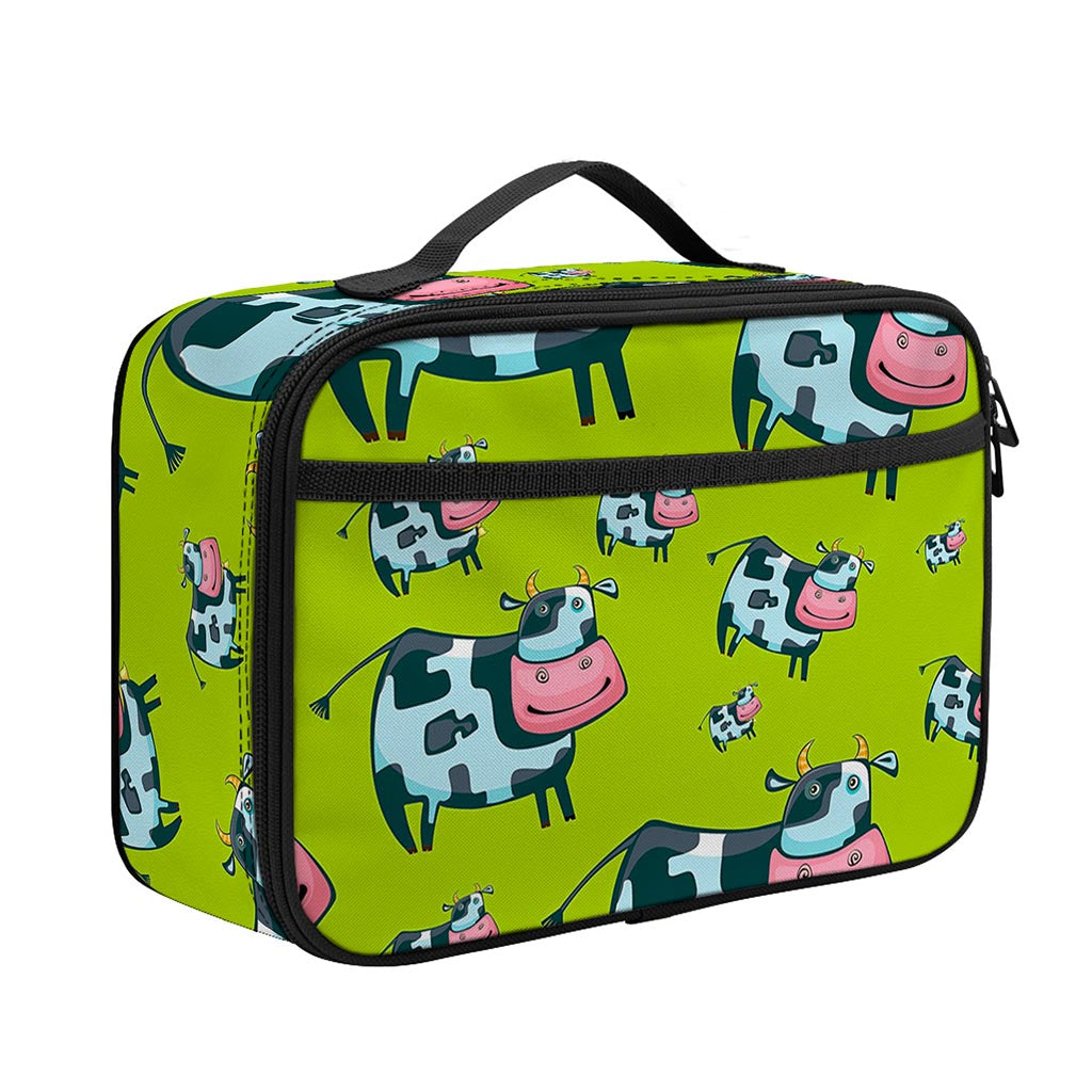 Cartoon Smiley Cow Pattern Print Portable Lunch Bag