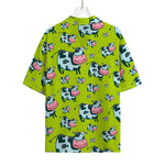 Cartoon Smiley Cow Pattern Print Rayon Hawaiian Shirt