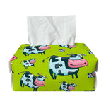 Cartoon Smiley Cow Pattern Print Rectangle Tissue Box Cover