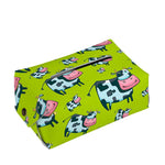Cartoon Smiley Cow Pattern Print Rectangle Tissue Box Cover