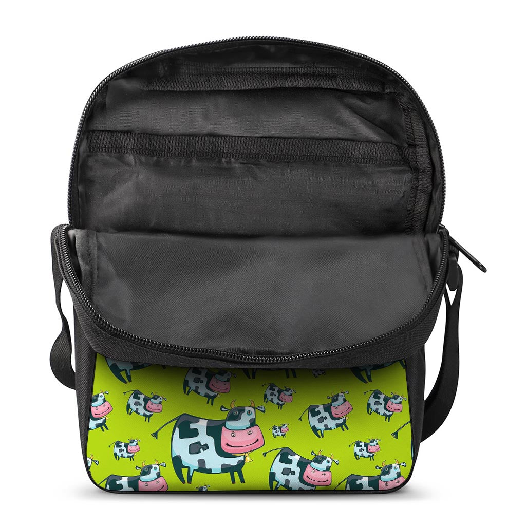 Cartoon Smiley Cow Pattern Print Rectangular Crossbody Bag