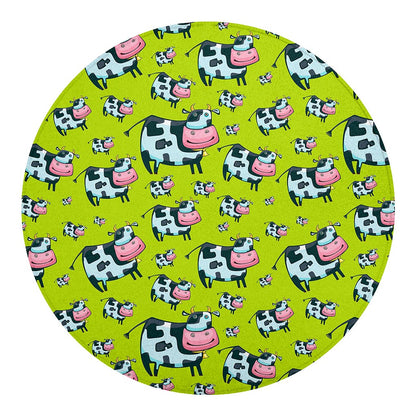 Cartoon Smiley Cow Pattern Print Round Blanket