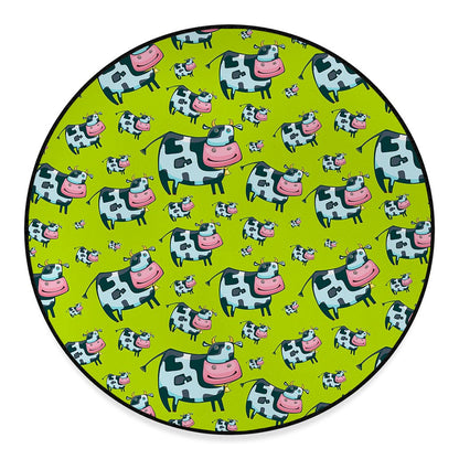Cartoon Smiley Cow Pattern Print Round Floor Mat