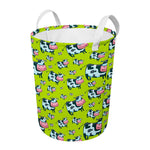 Cartoon Smiley Cow Pattern Print Round Laundry Basket