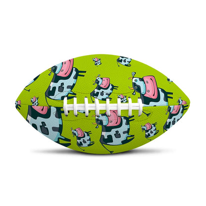 Cartoon Smiley Cow Pattern Print Rugby Ball