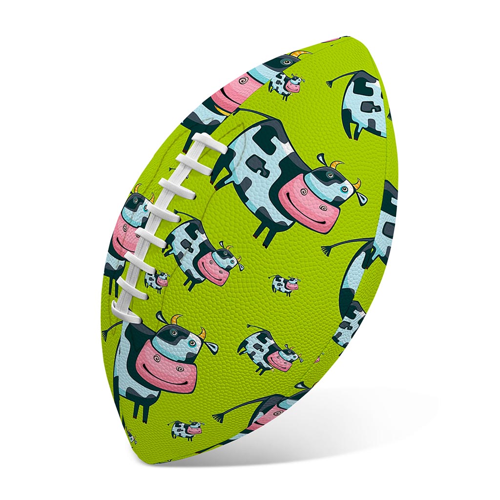 Cartoon Smiley Cow Pattern Print Rugby Ball